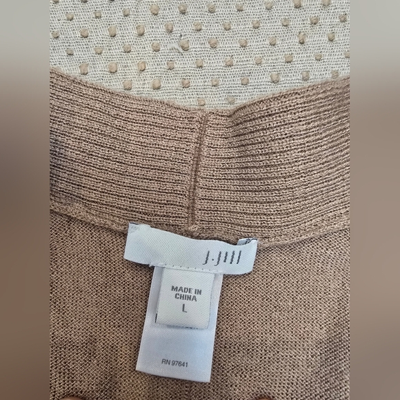 J. Jill Cardigan Sweater Size Large Open Front Tan - Picture 10 of 13